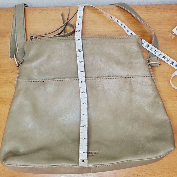 Margot Green Leather Hobo Purse Womens Slouchy Double Zip Cross body Casual Bag - Picture 11 of 12